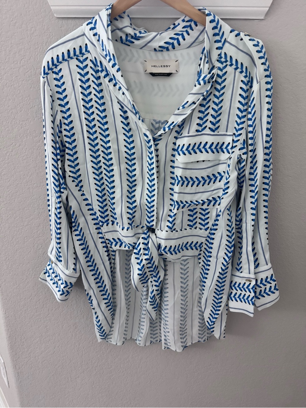 Hellessy Erin 0 S Blue Front Tie High Low Blouse